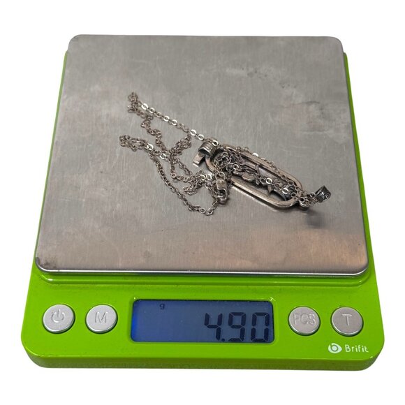 Sterling Silver Egyptian Hieroglyphic Cartouche Pendant Necklace 925 Vintage - Picture 6 of 10